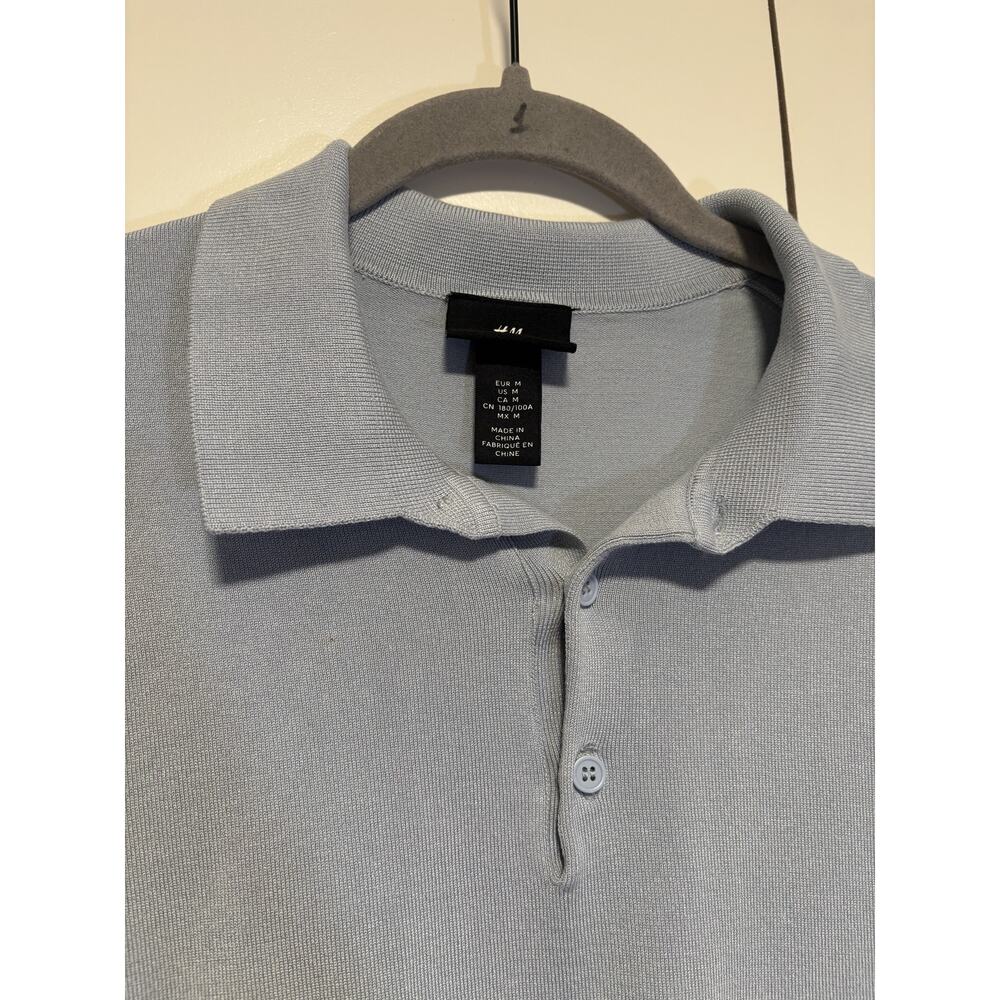 H&M Men's Blue Short Sleeve Polo Shirt Medium - Picture 3 of 8